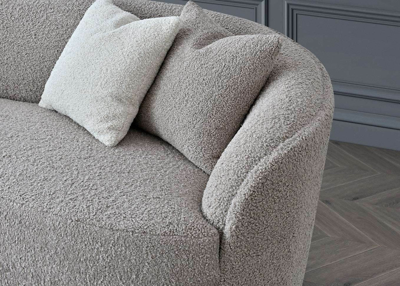 Luxurious Nolita Boucle Teddy 3-Seater Sofa & Accent Chair - Organic Curved Design in Neutral Colours - UK Luxury Furniture