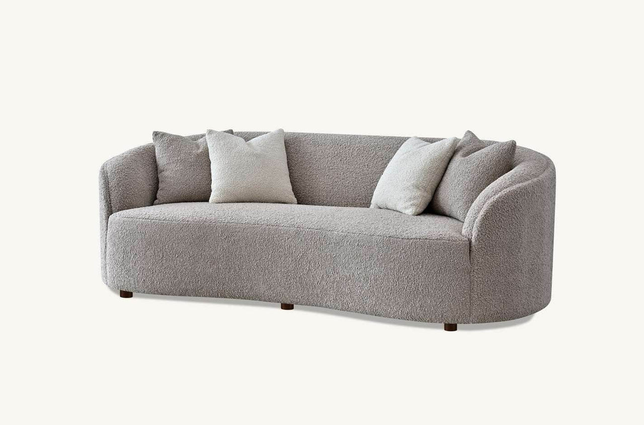 Luxurious Nolita Boucle Teddy 3-Seater Sofa & Accent Chair - Organic Curved Design in Neutral Colours - UK Luxury Furniture