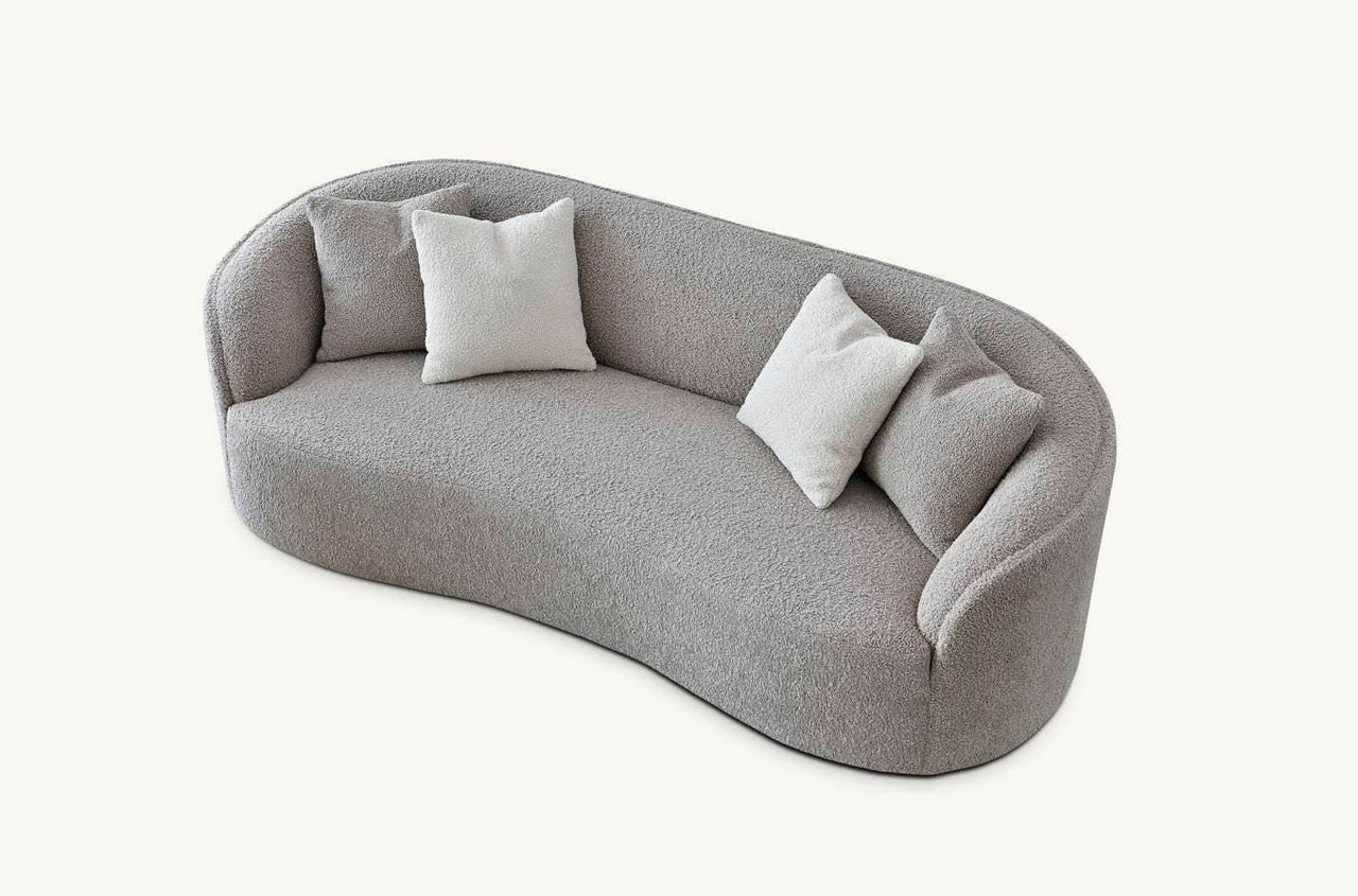 Luxurious Nolita Boucle Teddy 3-Seater Sofa & Accent Chair - Organic Curved Design in Neutral Colours - UK Luxury Furniture