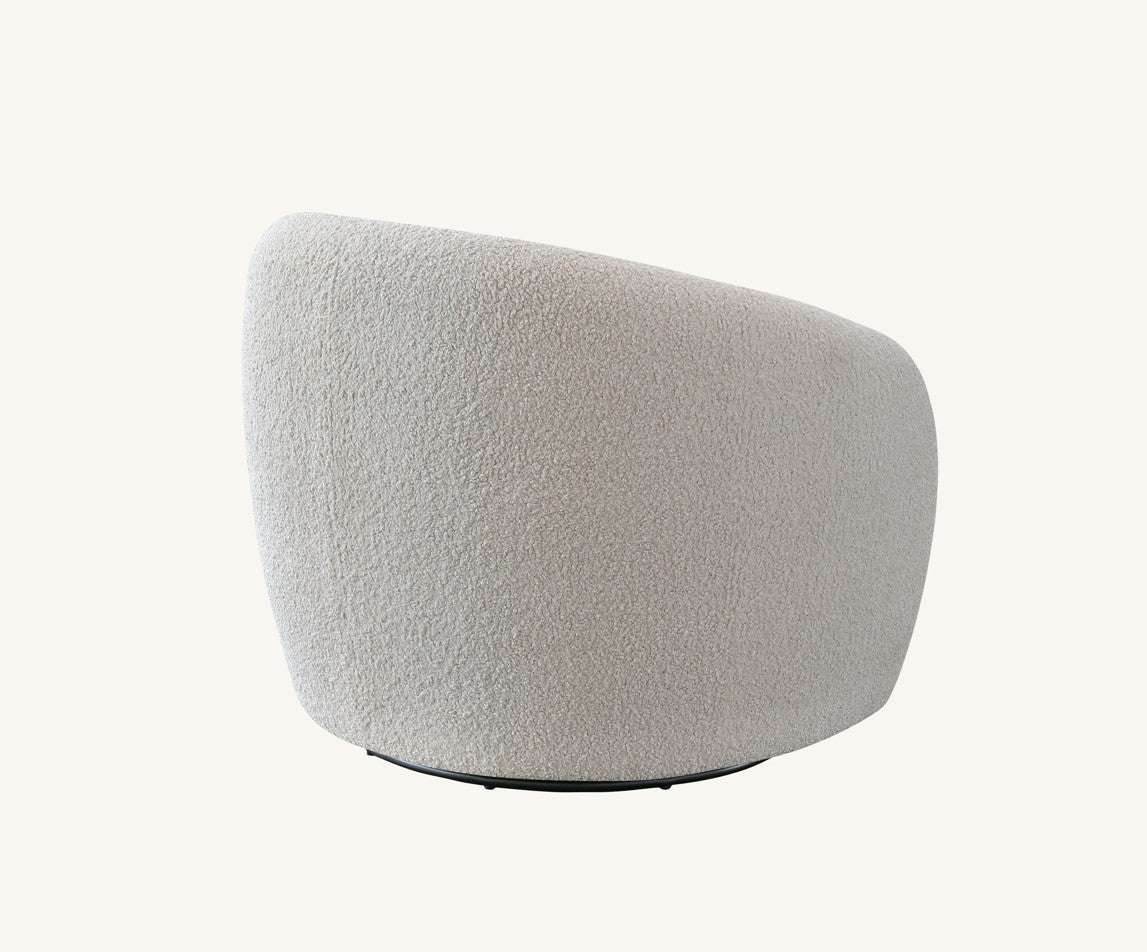 Luxurious Nolita Boucle Teddy 3-Seater Sofa & Accent Chair - Organic Curved Design in Neutral Colours - UK Luxury Furniture