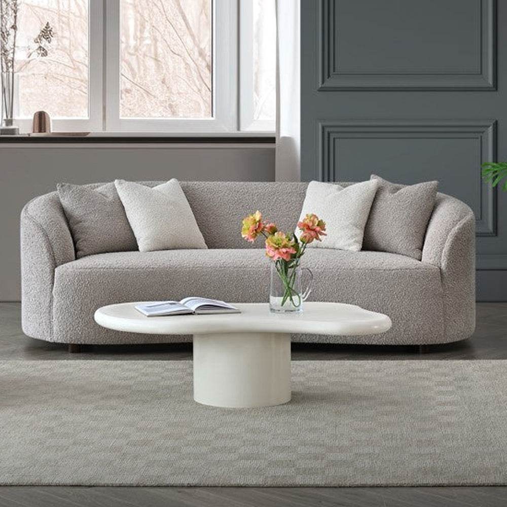 Luxurious Nolita Boucle Teddy 3-Seater Sofa & Accent Chair - Organic Curved Design in Neutral Colours - UK Luxury Furniture