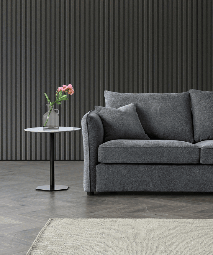 Luxurious Aluxo Rubin Corner Chaise Sofa in Charcoal Boucle for Modern Interiors - UK Luxury Furniture