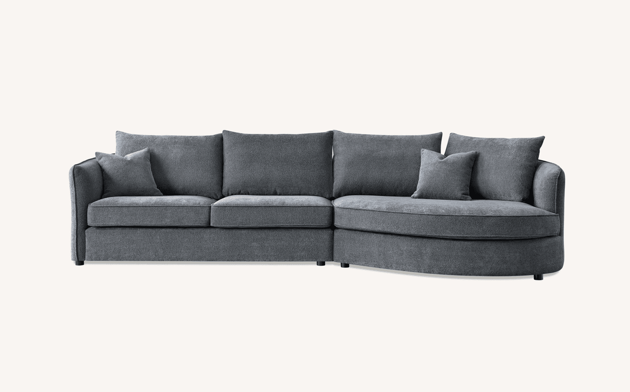 Luxurious Aluxo Rubin Corner Chaise Sofa in Charcoal Boucle for Modern Interiors - UK Luxury Furniture
