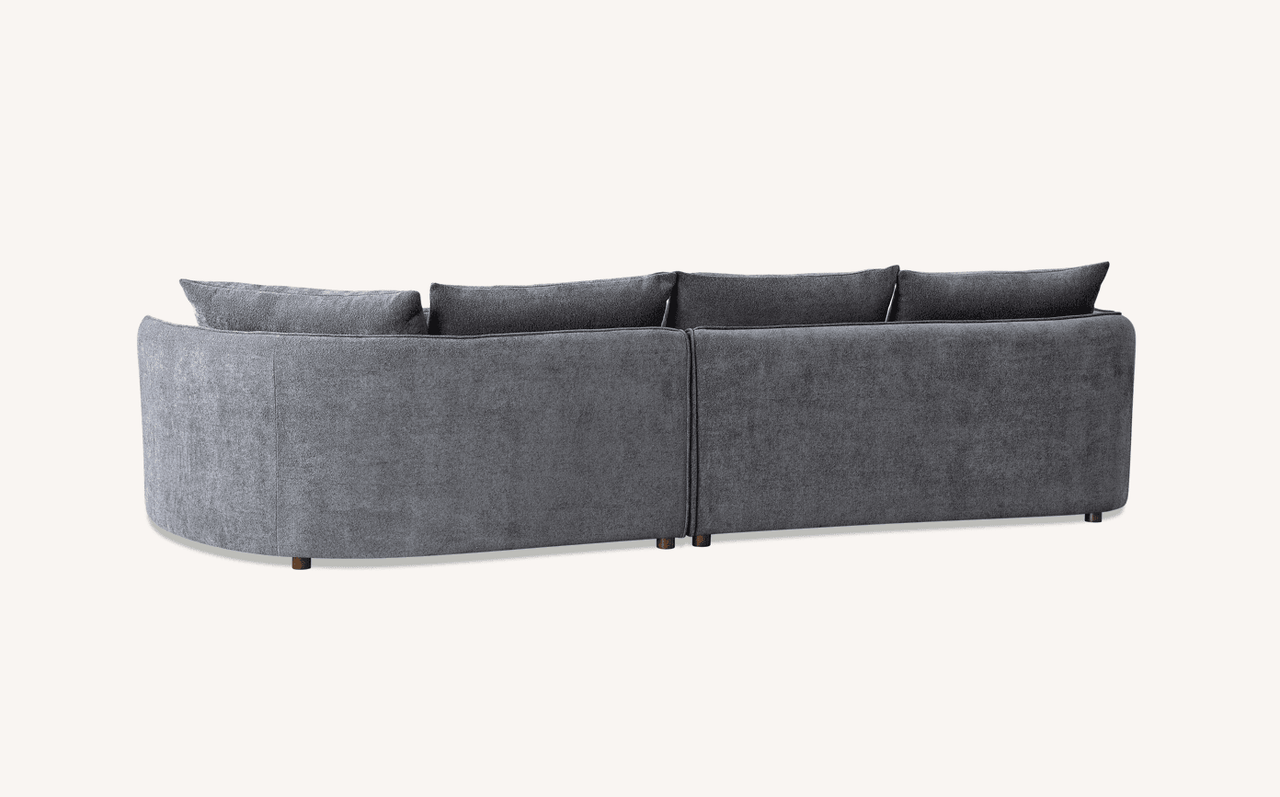 Luxurious Aluxo Rubin Corner Chaise Sofa in Charcoal Boucle for Modern Interiors - UK Luxury Furniture