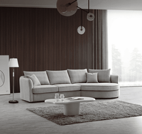 Aluxo Rubin Curved Corner Chaise Sofa in Pebble Boucle - Luxe Comfort Design for Modern Interiors - UK Luxury Furniture