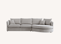 Aluxo Rubin Curved Corner Chaise Sofa in Pebble Boucle - Luxe Comfort Design for Modern Interiors - UK Luxury Furniture