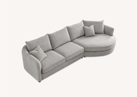 Aluxo Rubin Curved Corner Chaise Sofa in Pebble Boucle - Luxe Comfort Design for Modern Interiors - UK Luxury Furniture