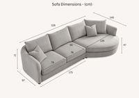 Aluxo Rubin Curved Corner Chaise Sofa in Pebble Boucle - Luxe Comfort Design for Modern Interiors - UK Luxury Furniture