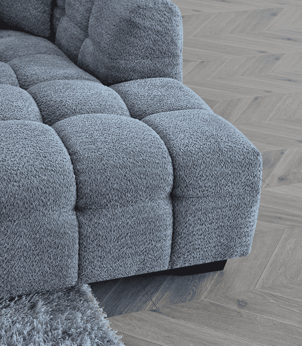 Aluxo Tribeca Corner Sofa - Premium Iron Boucle with Channel Stitching - UK Luxury Furniture