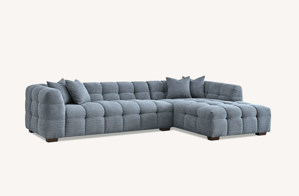 Aluxo Tribeca Corner Sofa - Premium Iron Boucle with Channel Stitching - UK Luxury Furniture