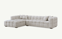Luxurious Aluxo Tribeca Corner Sofa in Oatmeal Boucle Fabric – Contemporary Chesterfield Design - UK Luxury Furniture