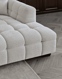 Luxurious Aluxo Tribeca Corner Sofa in Oatmeal Boucle Fabric – Contemporary Chesterfield Design - UK Luxury Furniture