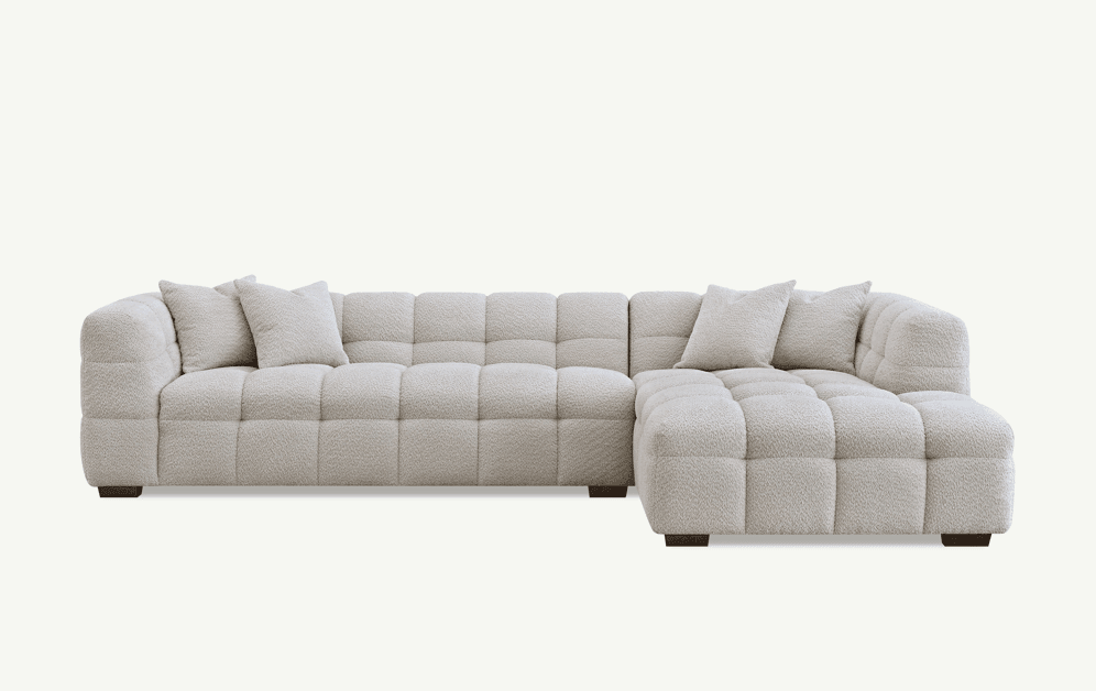 Aluxo Tribeca Right Hand Corner Sofa in Oatmeal Boucle Fabric - Luxurious Comfort & Style - UK Luxury Furniture