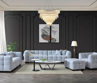 Aluxo Tribeca 3-Seater Sofa in Luxurious Pearl Boucle Fabric with Deep Channel Stitching - UK Luxury Furniture