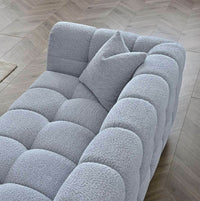 Aluxo Tribeca 3-Seater Sofa in Luxurious Pearl Boucle Fabric with Deep Channel Stitching - UK Luxury Furniture