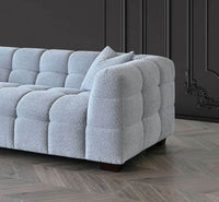 Aluxo Tribeca 3-Seater Sofa in Luxurious Pearl Boucle Fabric with Deep Channel Stitching - UK Luxury Furniture