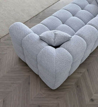 Aluxo Tribeca 3-Seater Sofa in Luxurious Pearl Boucle Fabric with Deep Channel Stitching - UK Luxury Furniture