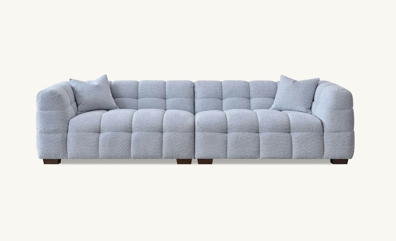 Aluxo Tribeca 3-Seater Sofa in Luxurious Pearl Boucle Fabric with Deep Channel Stitching - UK Luxury Furniture