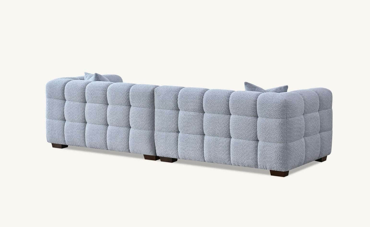 Aluxo Tribeca 3-Seater Sofa in Luxurious Pearl Boucle Fabric with Deep Channel Stitching - UK Luxury Furniture