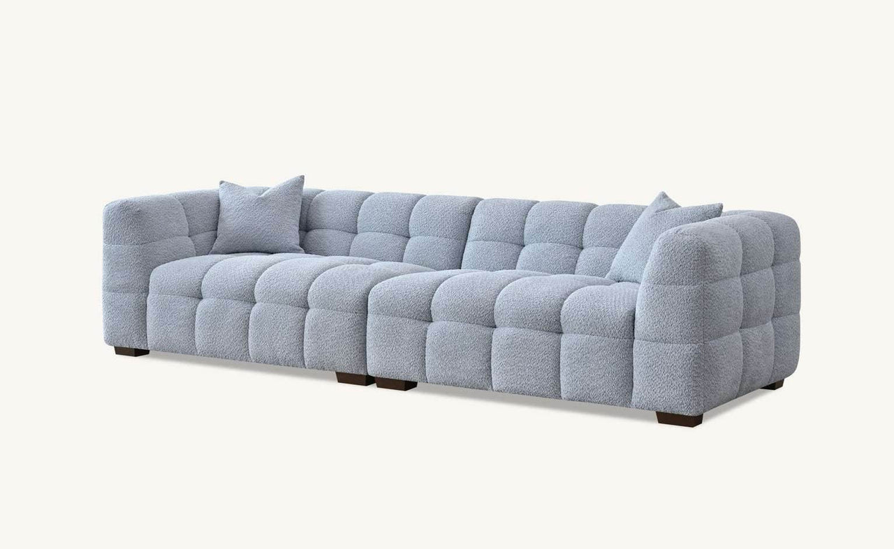 Aluxo Tribeca 3-Seater Sofa in Luxurious Pearl Boucle Fabric with Deep Channel Stitching - UK Luxury Furniture