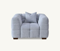 Aluxo Tribeca 3-Seater Sofa in Luxurious Pearl Boucle Fabric with Deep Channel Stitching - UK Luxury Furniture