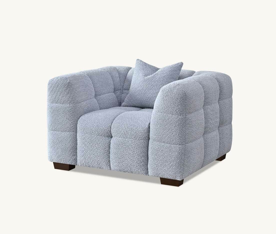 Aluxo Tribeca 3-Seater Sofa in Luxurious Pearl Boucle Fabric with Deep Channel Stitching - UK Luxury Furniture