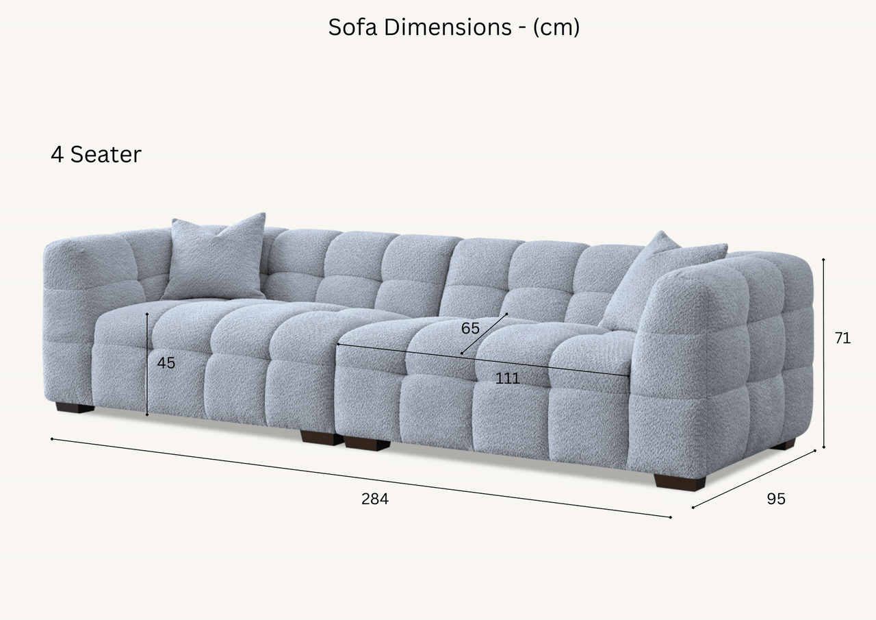 Aluxo Tribeca 3-Seater Sofa in Luxurious Pearl Boucle Fabric with Deep Channel Stitching - UK Luxury Furniture