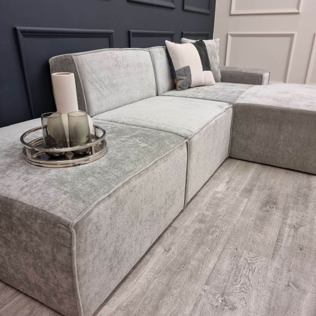 Atlanta Modular Corner Sofa - Customisable 3-Section Design in Premium Chenille Fabric - UK Luxury Furniture