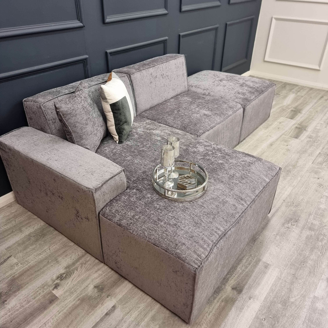 Atlanta Modular Corner Sofa - Customisable 3-Section Design in Premium Chenille Fabric - UK Luxury Furniture