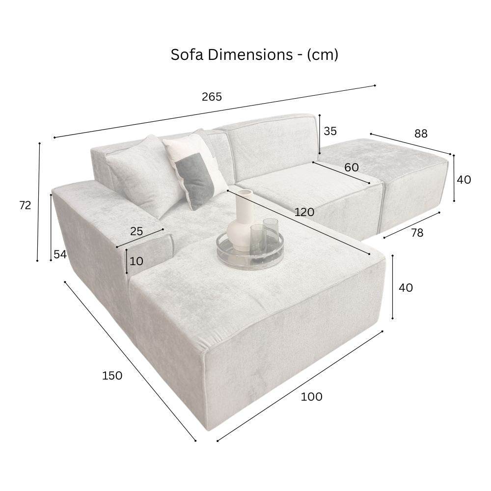 Atlanta Modular Corner Sofa - Customisable 3-Section Design in Premium Chenille Fabric - UK Luxury Furniture