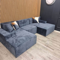 Atlanta U Shaped Modular Sofa - Cinema Style 4-Section Design in Soft Chenille Fabric - UK Luxury Furniture