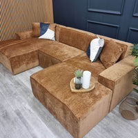 Atlanta U Shaped Modular Sofa - Cinema Style 4-Section Design in Soft Chenille Fabric - UK Luxury Furniture