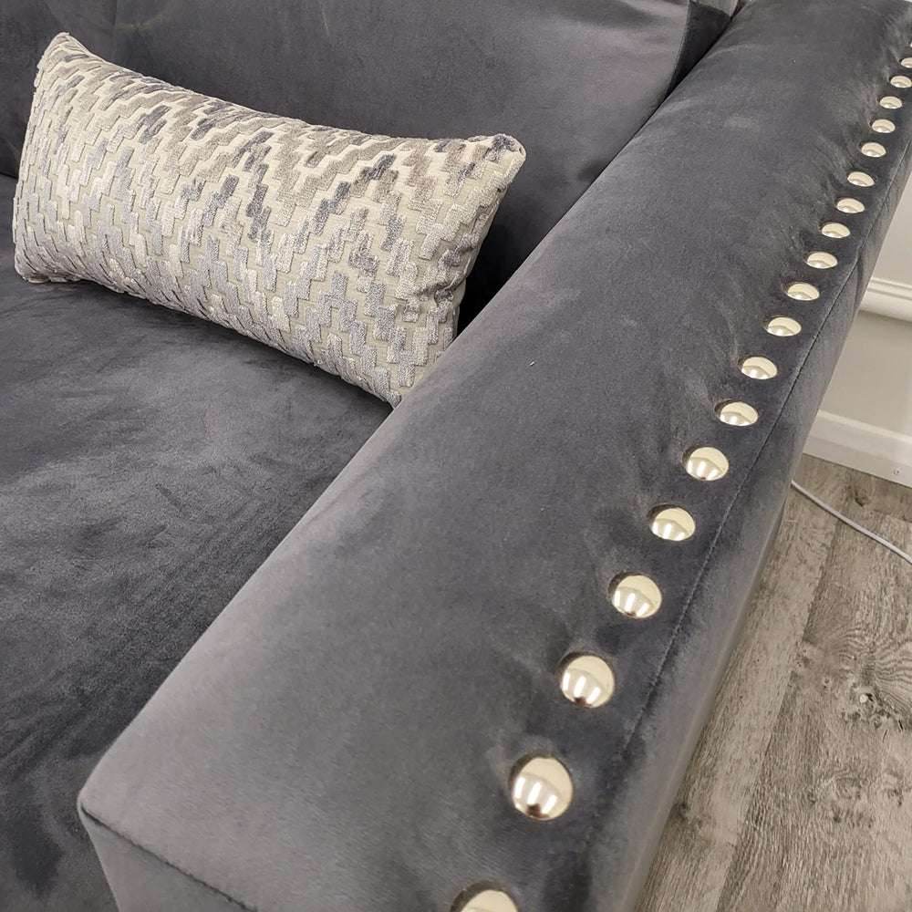 Luxury Lincoln 4 Piece Corner Sofa with Chrome Stud Detail and Double Sprung Comfort - UK Luxury Furniture