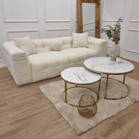Luxury Boucle 3-Seater Sofa - Fire Resistant, 230cm Wide, Elegant Comfort for Modern Living - UK Luxury Furniture