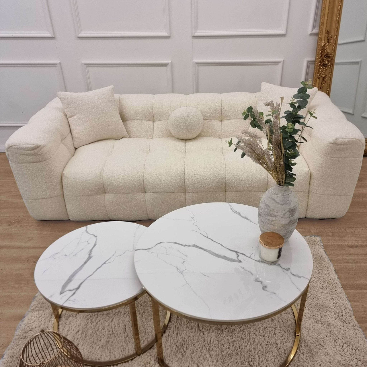 Luxury Boucle 3-Seater Sofa - Fire Resistant, 230cm Wide, Elegant Comfort for Modern Living - UK Luxury Furniture