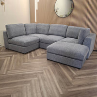 Luxury 5-Piece Madison U-Shaped Modular Sofa in Light Grey or Blue for Stylish Living Rooms - UK Luxury Furniture
