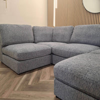 Luxury 5-Piece Madison U-Shaped Modular Sofa in Light Grey or Blue for Stylish Living Rooms - UK Luxury Furniture