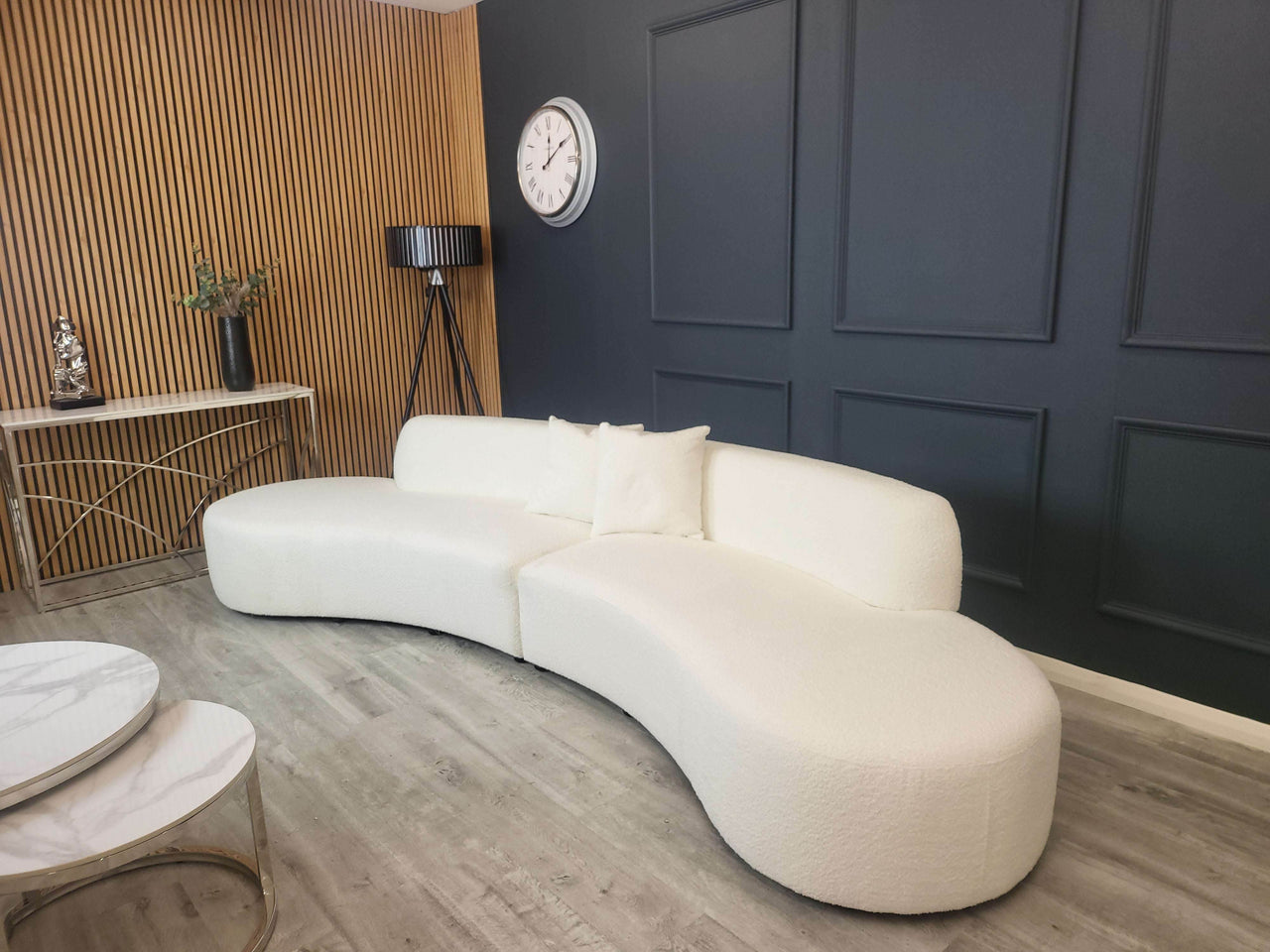 Luxury Miami Curved Boucle Sofa - Sculptural Design, Comfort, Available in 5 Colours - UK Luxury Furniture