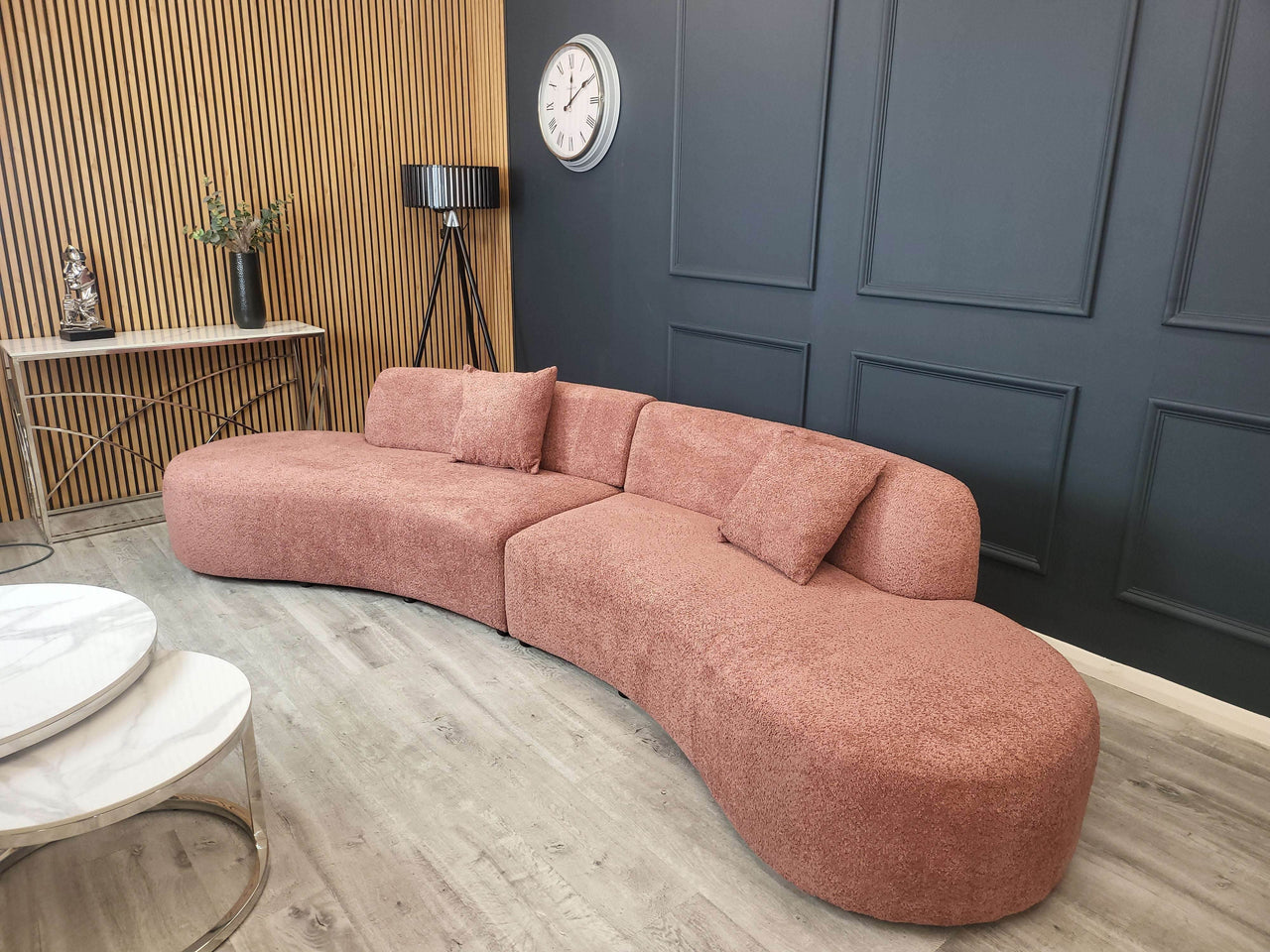 Luxury Miami Curved Boucle Sofa - Sculptural Design, Comfort, Available in 5 Colours - UK Luxury Furniture