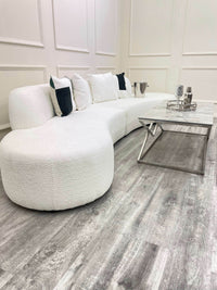 Luxury Miami Curved Boucle Sofa - Sculptural Design, Comfort, Available in 5 Colours - UK Luxury Furniture