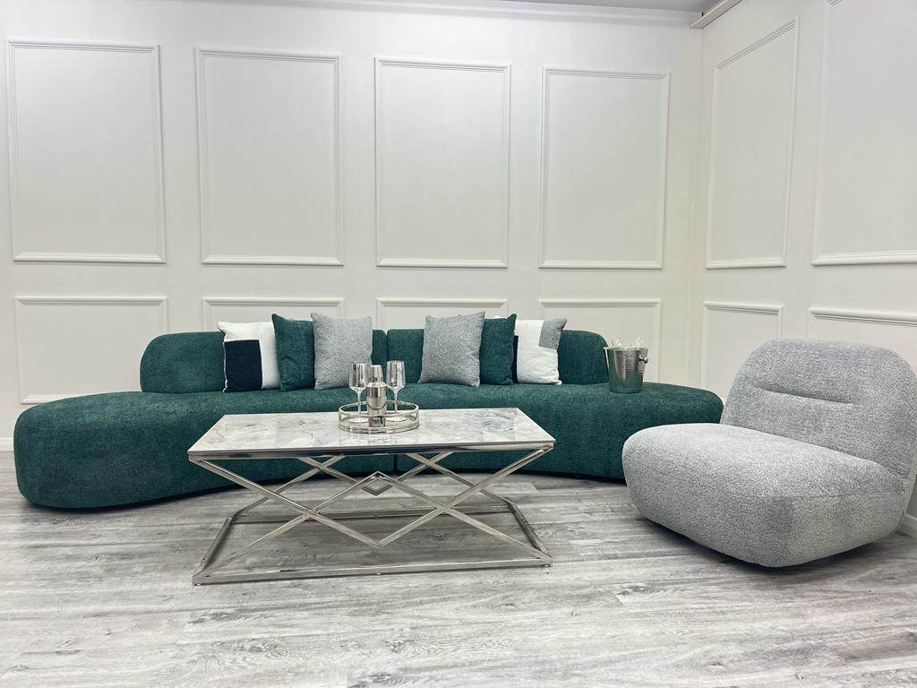Luxury Miami Curved Boucle Sofa - Sculptural Design, Comfort, Available in 5 Colours - UK Luxury Furniture
