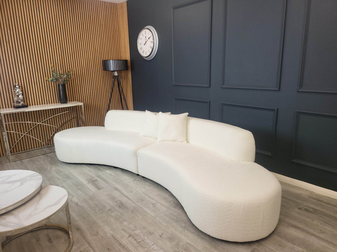 Luxury Miami Curved Boucle Sofa - Sculptural Design, Comfort, Available in 5 Colours - UK Luxury Furniture