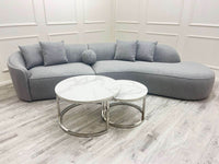 Pebble Boucle Sofa 340cm - Luxury Grey Fabric, Contemporary Design, Unmatched Comfort - UK Luxury Furniture