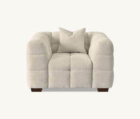 Luxury Tribeca Sofa in Soft Oatmeal Boucle Fabric - Contemporary Chesterfield Design with Deep Channel Stitching - UK Luxury Furniture