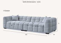 Luxury Tribeca Sofa in Soft Oatmeal Boucle Fabric - Contemporary Chesterfield Design with Deep Channel Stitching - UK Luxury Furniture