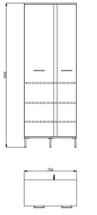 Sorrento Oak Effect Tall Slim 2 Door Wardrobe by Amos Mann Furniture - UK Luxury Furniture