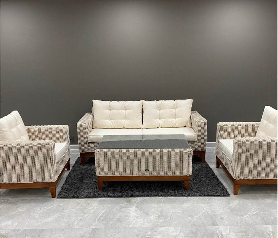 Quartzite Garden Suite Rattan Sofa Set for 6 with Coffee Table - Stylish Comfort & Durability - UK Luxury Furniture