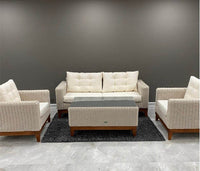 Quartzite Garden Suite Rattan Sofa Set for 6 with Coffee Table - Stylish Comfort & Durability - UK Luxury Furniture