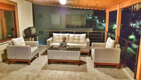 Quartzite Garden Suite Rattan Sofa Set for 6 with Coffee Table - Stylish Comfort & Durability - UK Luxury Furniture