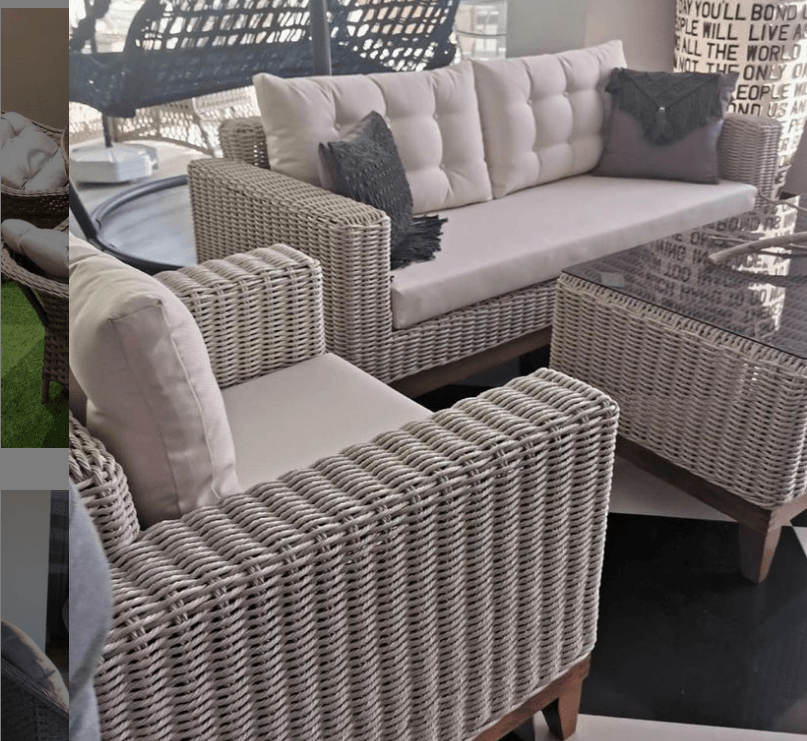 Quartzite Garden Suite Rattan Sofa Set for 6 with Coffee Table - Stylish Comfort & Durability - UK Luxury Furniture